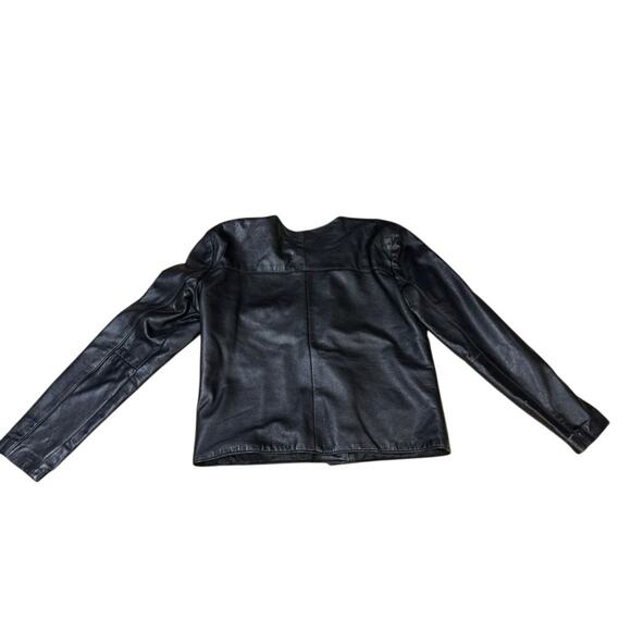 "NATURAL COMFORT" Butter Leather Zip Up Jacket SZ S PLZ READ Biker Sexy Goth - Picture 2 of 11